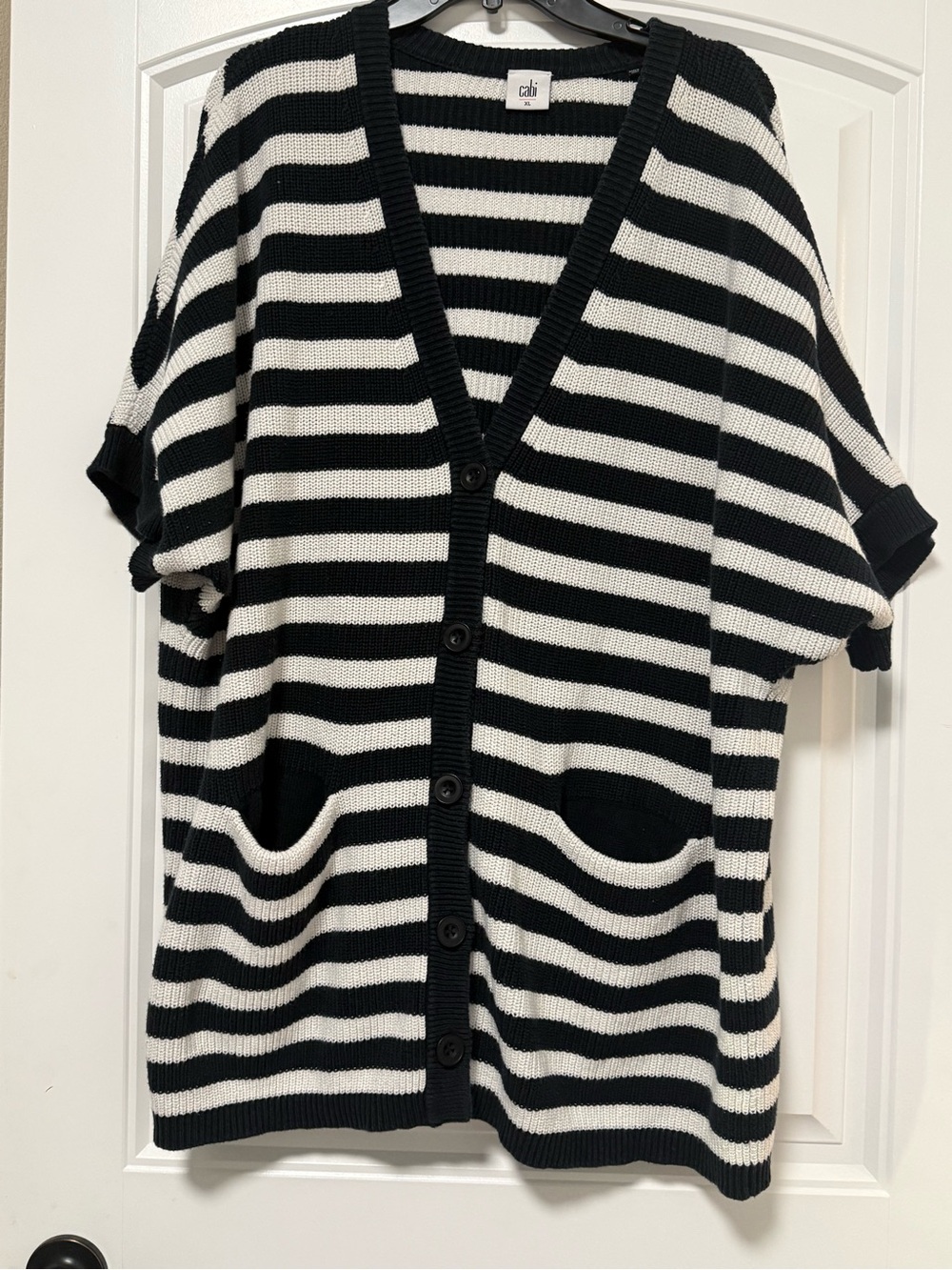 Cabi Whistle Short Sleeve Sweater Cardigan